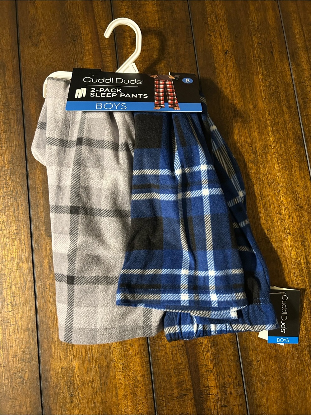Cuddl Duds Boys Plaid Sleep Pants - Blue & Gray 2-Pack